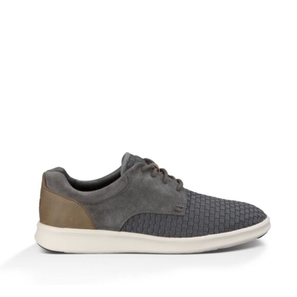UGG Hepner Grey Suede Leather Woven Trainer Lace Up Shoe‎ Sneaker Mens 8.5 - Picture 1 of 15